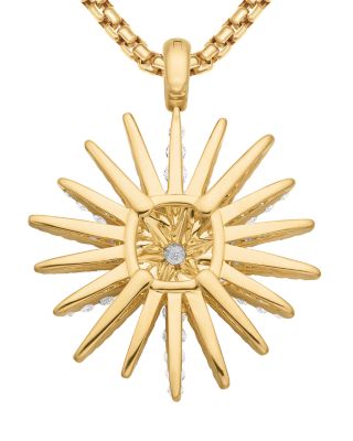 Starburst Pendant in 18K Yellow Gold with Full Pav&eacute; Diamonds, 33.7mm
