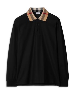 Cody Long Sleeve Check Collar Cotton Polo Shirt