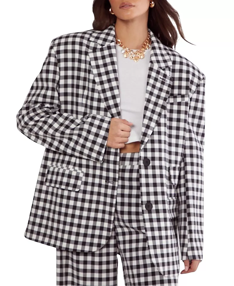 Nasty Gal Gingham Tailored Blazer