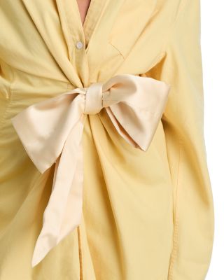 Satin Knot Oxford Shirt Dress