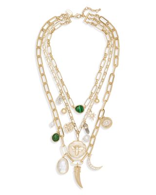 Stone Charm Jewelry Multi Stone Layered Statement Necklace