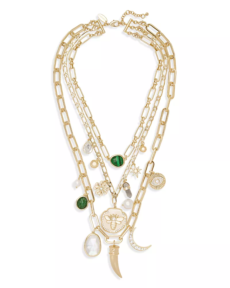 Ramy Brook Stone Charm Jewelry Multi Stone Layered Statement Necklace