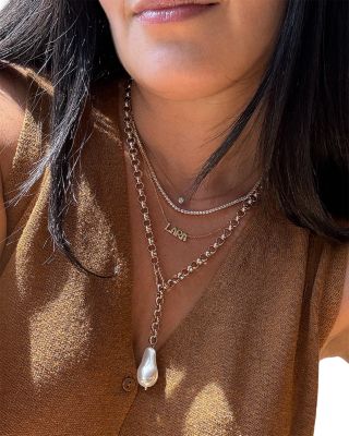 Teagan Imitation Pearl Lariat Necklace, 24" 