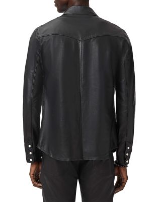 Sage Leather Shirt Jacket