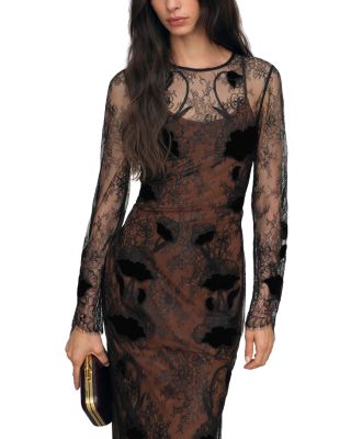 Petites Lulu Lace Detail Midi Dress