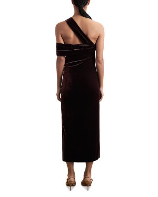 Dalia One Shoulder Velvet Midi Dress