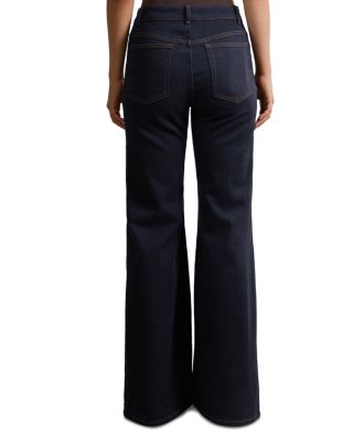 June Mid Rise Flare Leg Pin Stitch Jeans in Indigo