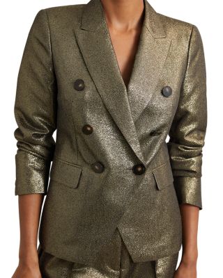Petite Sienna Double Breasted Metallic Blazer
