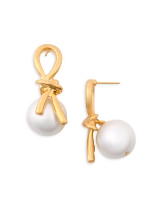 Knot & Imitation Pearl Earrings - Exclusive