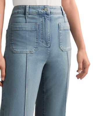 Petite Sakura High Rise Flare Leg Patch Pocket Jeans in Light Blue