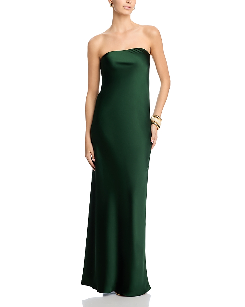 Norma Kamali Strapless Gown In Green