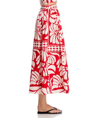 Floral Border Midi Skirt - Exclusive