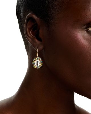 Prasiolite, Multi Gemstone & Diamond Hoop Drop Earrings in 14K Yellow Gold