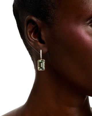Prasiolite & Diamond Drop Earrings in 14K Yellow Gold