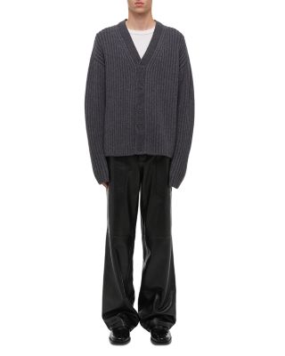 Relaxed Fit Ribbed Cardigan Sweater