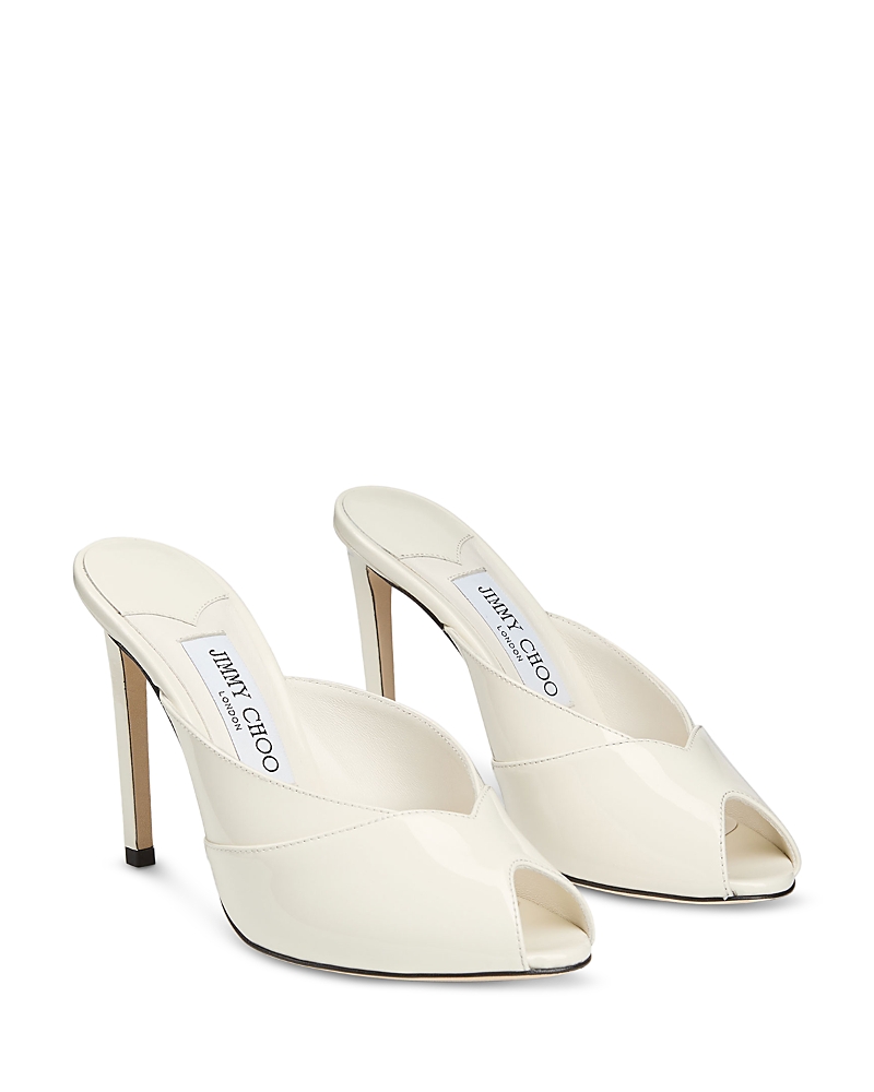 Jimmy Choo Brigitte 100 Patent Leather Mules In White