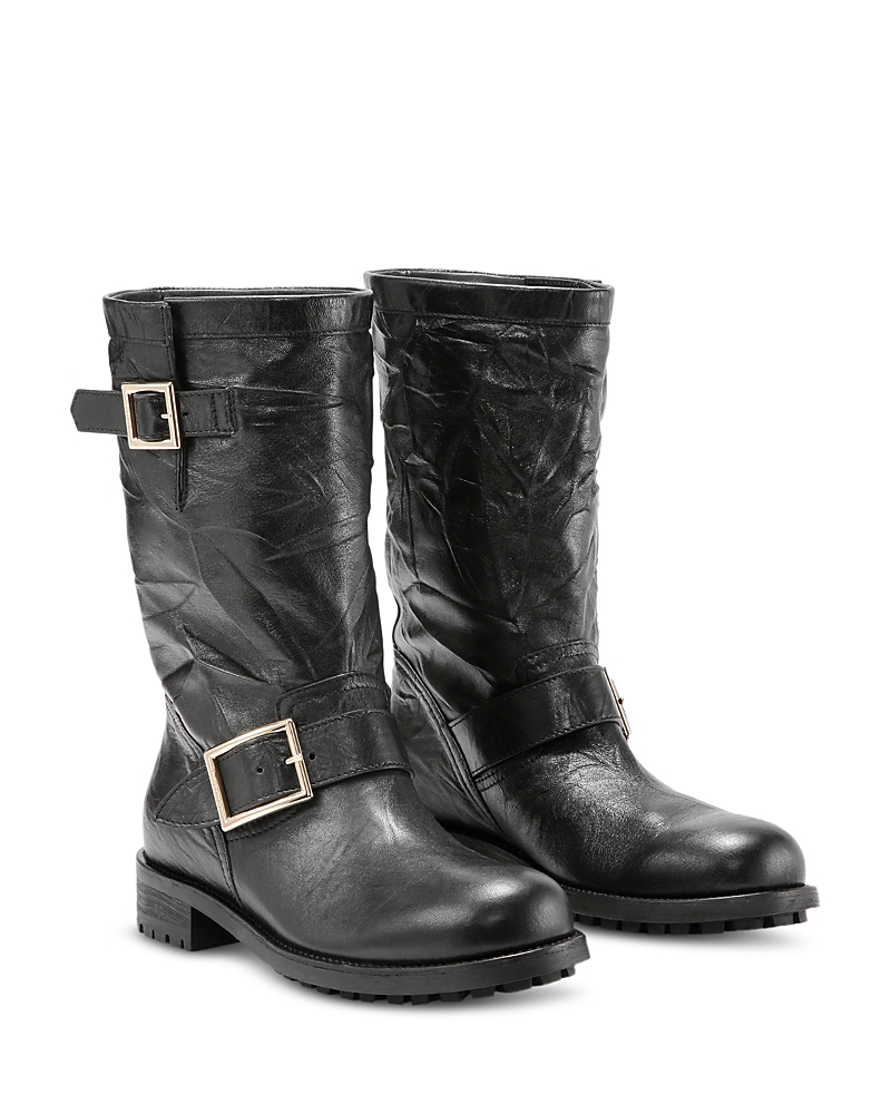 Jimmy Choo Women's Biker Mid Buckle Boots In Black