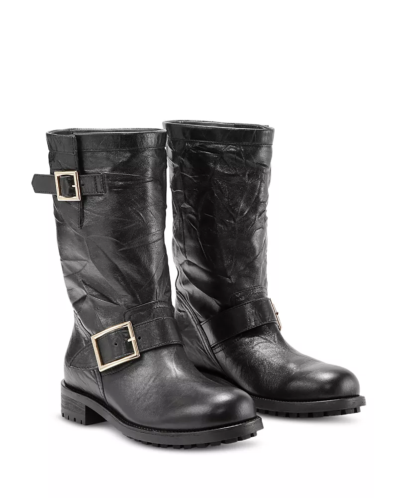 Jimmy Choo Women's Biker Mid Buckle Boots