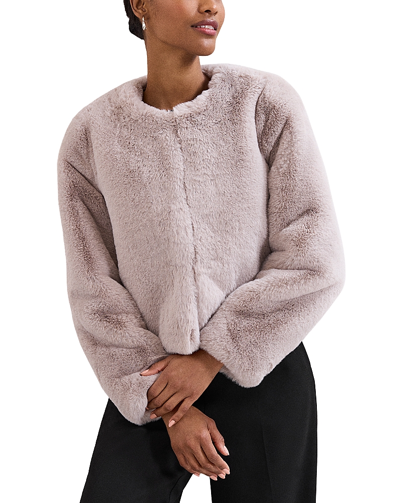 Phase Eight Crystal Faux Fur Coat In Gray