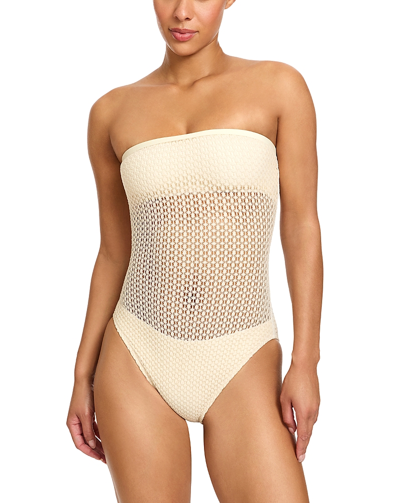 Robin Piccone Charlotte Bandeau One Piece Swimsuit In Bisque