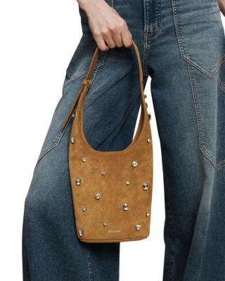 Crystal Embellished Leather Shoulder Bag
