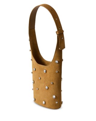 Crystal Embellished Leather Shoulder Bag