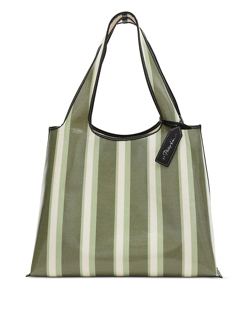3.1 Phillip Lim Medium Dual Stripe Cotton Market Tote Bag In Green