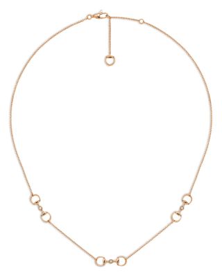 18K Rose Gold Horsebit Diamond Accent Collar Necklace, 15.5-16.5"