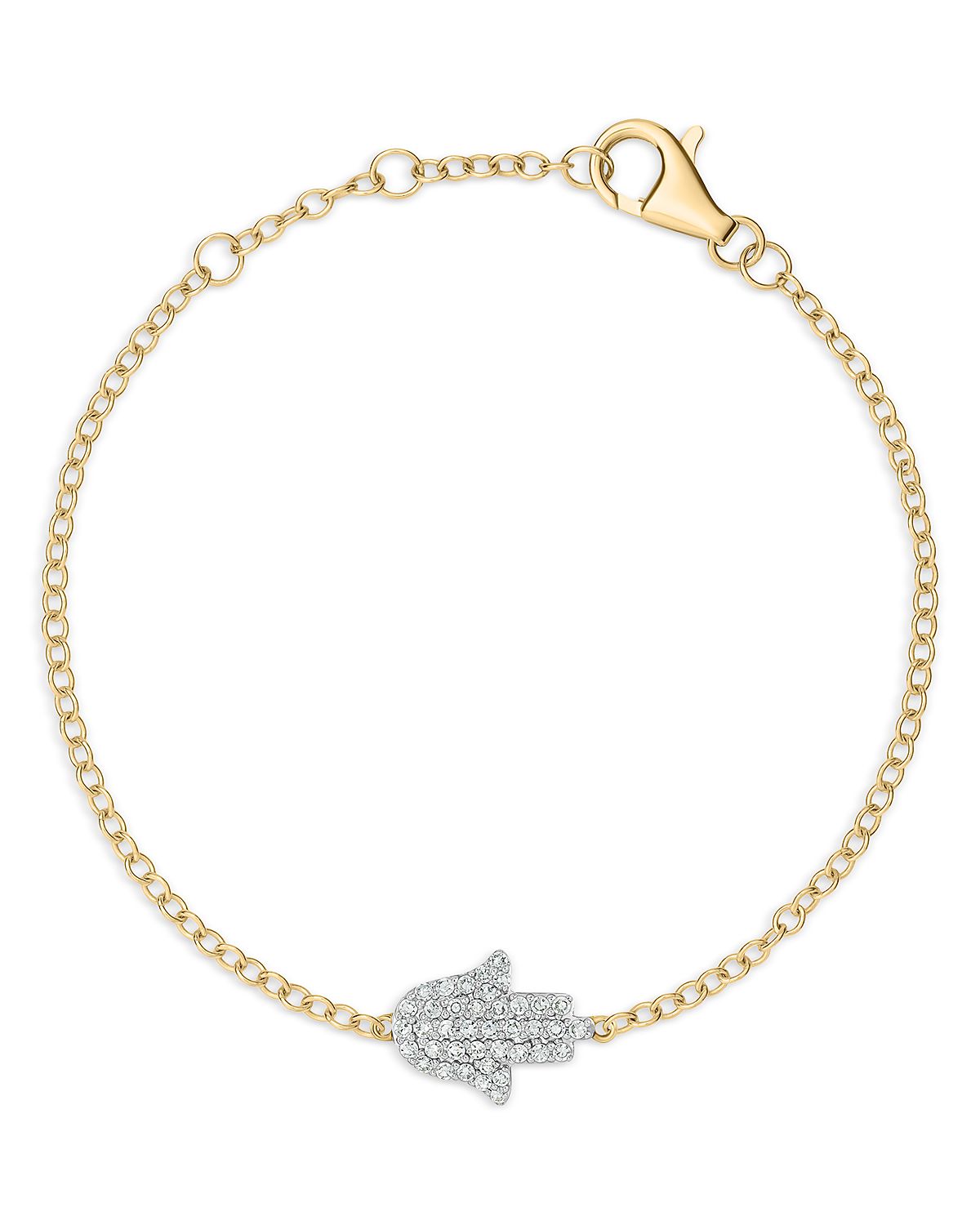 Phillips House 14K Yellow Gold Diamond Infinity Hamsa Chain Bracelet, 0.22 tcw