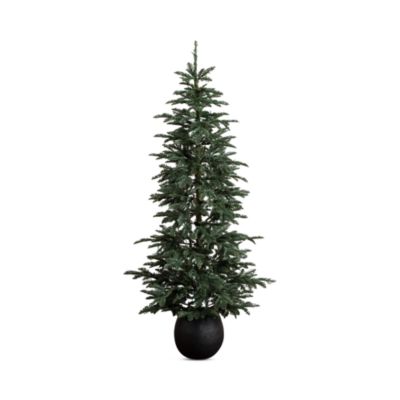 Pre-Lit Artificial Pine 6' Christmas Tree in Round Planter with Warm White LED Lights
