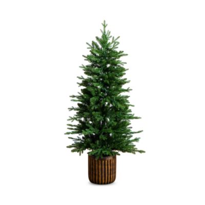 Pre-Lit Artificial 4.5&#39; Christmas Tree in Decorative Planter with Clear LED Lights