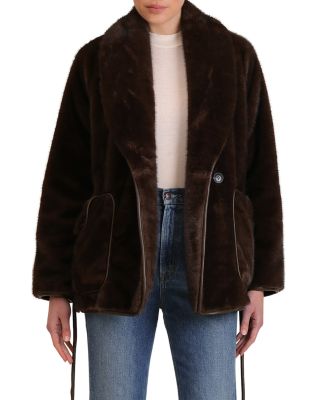 Faux Fur Belted Robe Coat