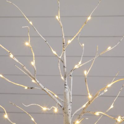 Pre-Lit Artificial White Birch Trees with LED Lights, Set of 3
