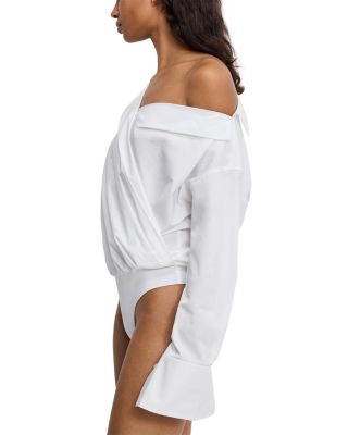 Off Shoulder Poplin Bodysuit