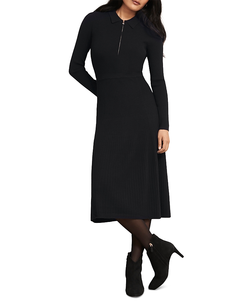 Hobbs London Marta Ribbed Dress In Black