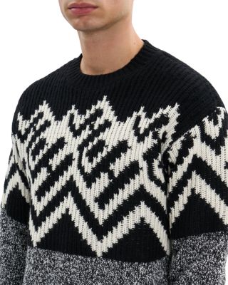 Half Fair Isle Crewneck Sweater