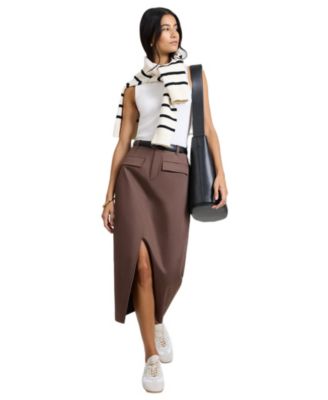  Front Slit Midi Skirt