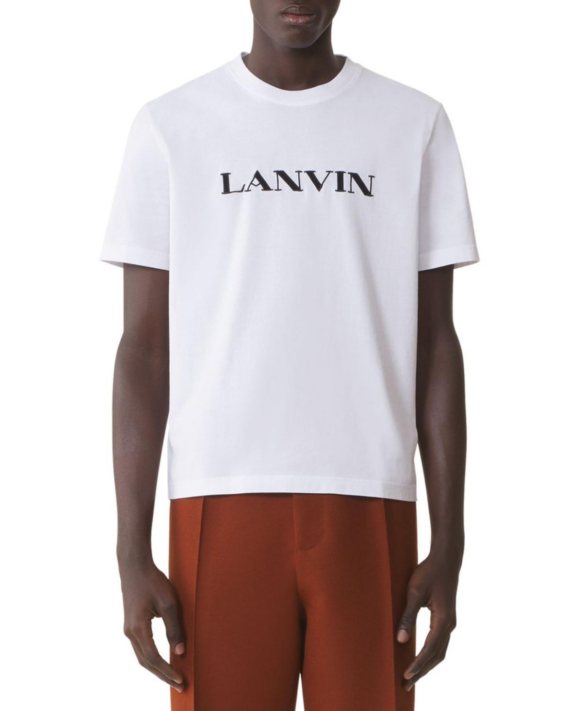 Lanvin Embroidered Cotton T-Shirt in Blanc Optique