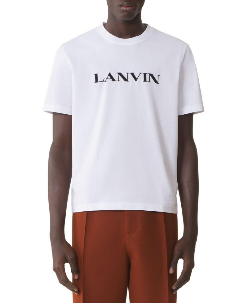 Lanvin Embroidered Cotton T-Shirt in Blanc Optique