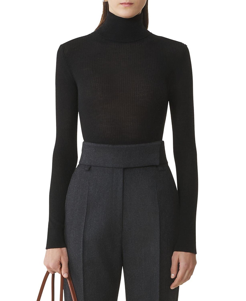 Lanvin Merino Wool And Silk Turtleneck Sweater In Animal Print