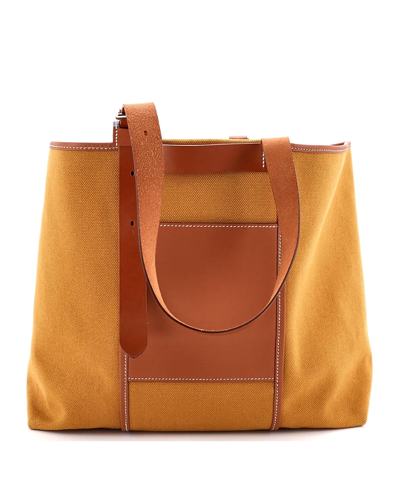 Pre-owned Pre-owned Hermes  Hermes 35 Etriviere Pocket Tote Toile And Leather In Brown