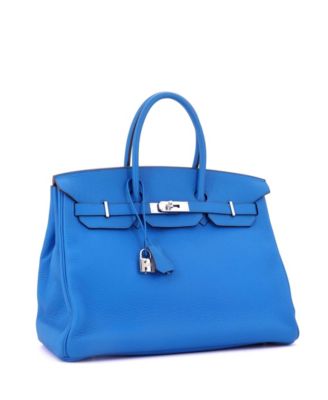 Birkin 35 Handbag Blue Togo with Palladium Hardware
