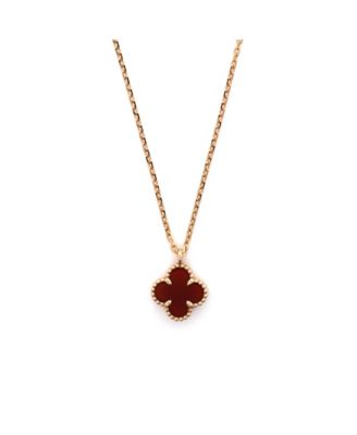  Sweet Alhambra Pendant Necklace 18K Rose Gold and Carnelian, 15.25 - 16"