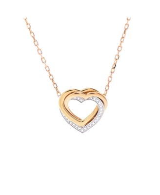  Trinity de Cartier Heart Pendant Necklace 18K Tricolor Gold with Diamonds, 15 - 16.25"