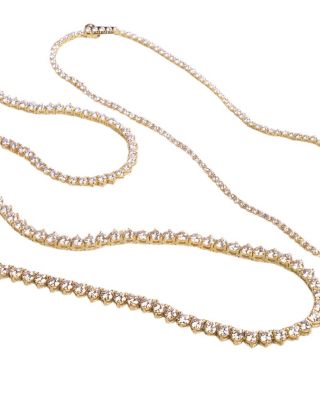  Tennis Necklace, Large in 14K Gold, 20ctw Round Brilliant Lab Grown Diamonds, 16"