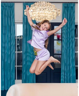  Girls' Lavender Silky Short Sleeve Shorts Set-Little Kid, Big Kid