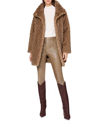 Dayna Chevron Faux Fur Coat