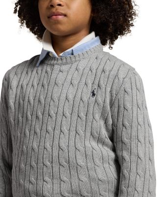 Boys' Cable-Knit Cotton Sweater - Big Kid