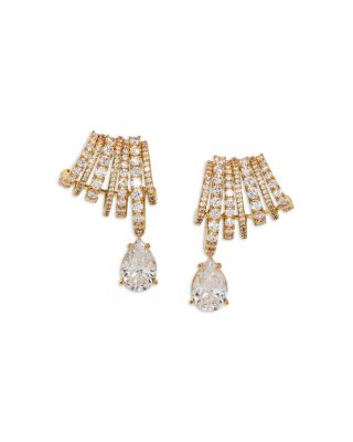Bonne Annee Cubic Zirconia Multi Row Illusion Drop Earrings