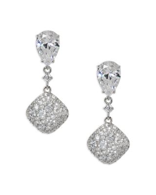 Crushed Cubic Zirconia Double Drop Earrings 